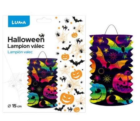Lampion 15cm válec HALLOWEEN dýně LUMA