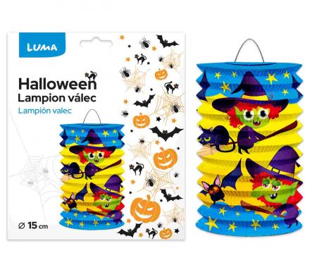 Lampion 15cm válec HALLOWEEN čarodějnice LUMA