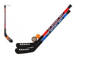 Hokejka pozemní 2ks plast 92cm + florbalový míček + puk v síťce